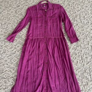 Elegant Purple Button-Down Dress